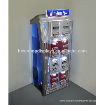 Vitrina de plexiglás con accesorio minorista de tienda de marca de tabaco, cigarrillo comercial llevado a la venta